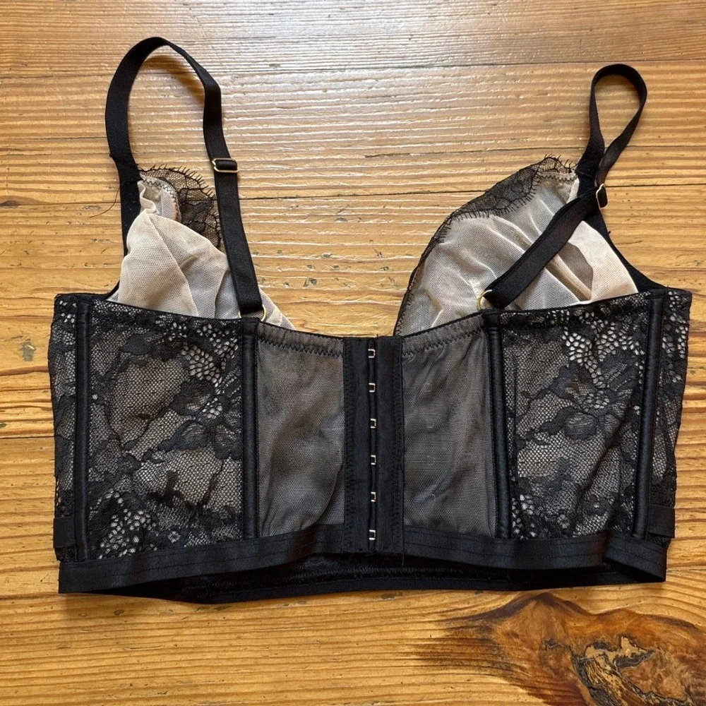 Victoria's‎ Secret Demi Bra Womens Black Excellent Lace Longline SIZE 36DD